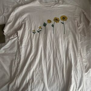 White T-Shirt with Yellow Floral Design